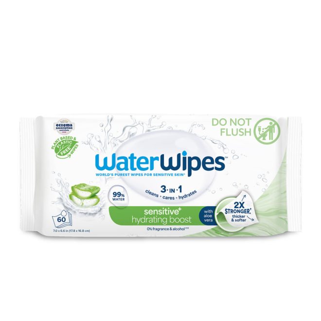 WaterWipes Hydrating Clean Nedves Törlőkendő Aloe Vera és Grapefruitmag Kivonattal 60db - Műanyagmentes, Hidratáló és Gyengéd Bőrtisztítás