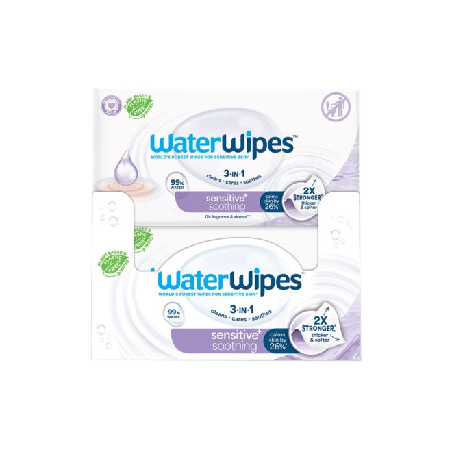 WaterWipes Soothing Clean Nedves Törlőkendő Organikus Levendula és Grapefruitmag Kivonattal 12x60db - Műanyagmentes, Nyugtató és Gyengéd Bőrtisztítás