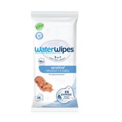   WaterWipes Biodegradable Nedves Törlőkendő Utazó Csomag 28db (448db) - Műanyagmentes, 99,9% Tisztított Víz és Grapefruit Kivonat, Érzékeny Bőrre