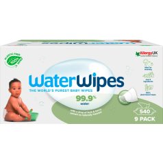   WaterWipes Biodegradable Nedves Törlőkendő Szappanbogyó Kivonattal Super Value Pack 540db - Biológiailag Lebomló, Érzékeny Bőrre, Gyengéd Tisztítás