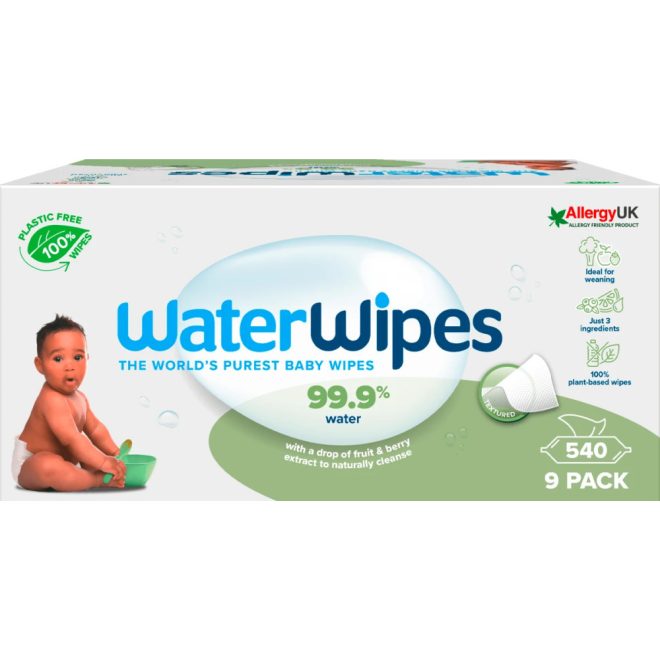 WaterWipes Biodegradable Nedves Törlőkendő Szappanbogyó Kivonattal Super Value Pack 540db - Biológiailag Lebomló, Érzékeny Bőrre, Gyengéd Tisztítás