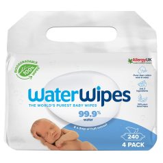   WaterWipes Biodegradable Nedves Törlőkendő Value Pack 4x60db - Biológiailag Lebomló, Érzékeny Bőrre, Gyengéd Bőrtisztítás
