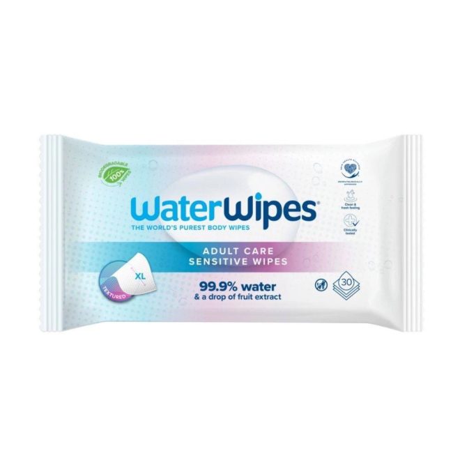 WaterWipes BIO Adult Care Sensitive Nedves Törlőkendő 30db - Műanyagmentes, Érzékeny Bőrre, Gyengéd Tisztítás