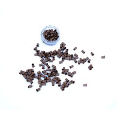   Mikro Hüvely Hajhosszabbításhoz Réz Szilikonmentes Nélkül Peremes Világosbarna 100db #11 - Hossz 4mm, Belső Átmérő 2.4mm, Külső Átmérő 3mm