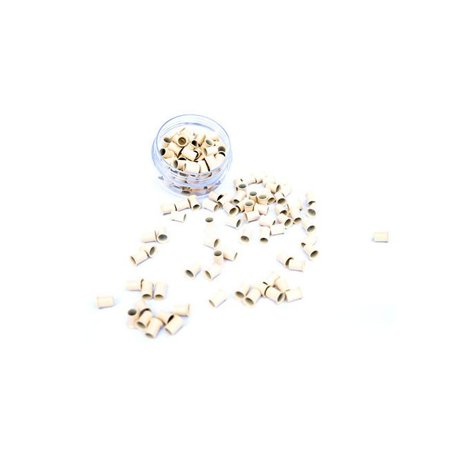 Mikro Hüvely Hajhosszabbításhoz Réz Szilikonmentes Nélkül Peremes Világosszőke 100db #13 - Hossz 4mm, Belső Átmérő 2.4mm, Külső Átmérő 3mm