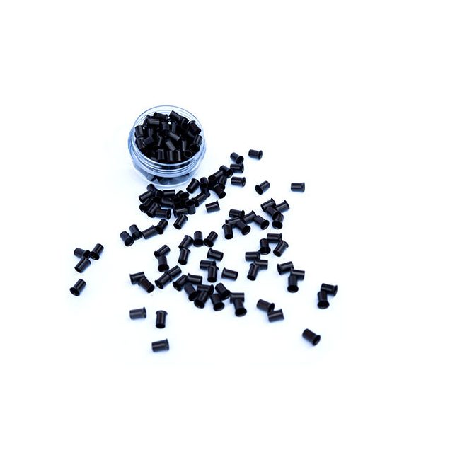 Mikro Hüvely Hajhosszabbításhoz Réz Szilikonmentes Nélkül Peremes Sötétbarna 100db #3 - Hossz 4mm, Belső Átmérő 2.4mm, Külső Átmérő 3mm