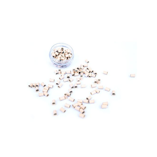 Mikro Hüvely Hajhosszabbításhoz Réz Szilikonmentes Nélkül Peremes Középszőke 100db #6 - Hossz 4mm, Belső Átmérő 2.4mm, Külső Átmérő 3mm