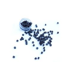   Mikrogyűrű Hajhosszabbításhoz Szilikonnal Sötétbarna 100db #3 - Hossz 4mm, Belső Átmérő 2.4mm, Külső Átmérő 6mm (5030)