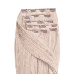   Csatos Emberi Póthaj Classic Platinaszőke Színben 40cm (Szín #613)