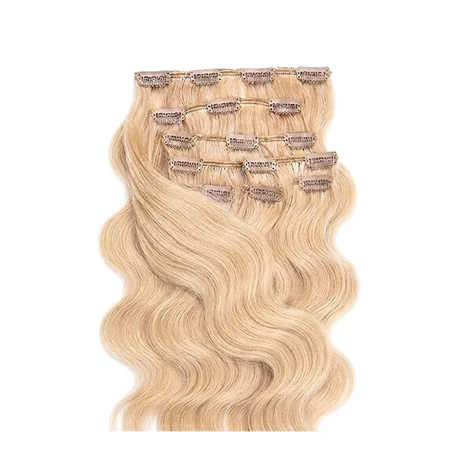 Csatos Hullámos Emberi Póthaj Classic Világos Platinaszőke Színben 40cm Body Wave (Szín #60)