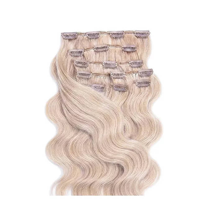 Csatos Hullámos Emberi Póthaj Classic Platinaszőke Színben 40cm Body Wave (Szín #613)