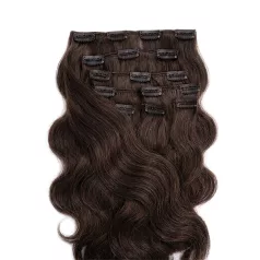   Csatos Hullámos Emberi Póthaj Classic Sötétbarna Színben 50cm Body Wave (Szín #4)