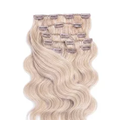  Csatos Hullámos Emberi Póthaj Classic Platinaszőke Színben 50cm Body Wave (Szín #613)