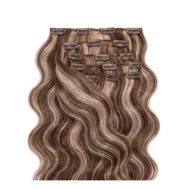 Csatos Hullámos Emberi Póthaj Classic Melírozott Színben 50cm Body Wave (Szín #6/60)