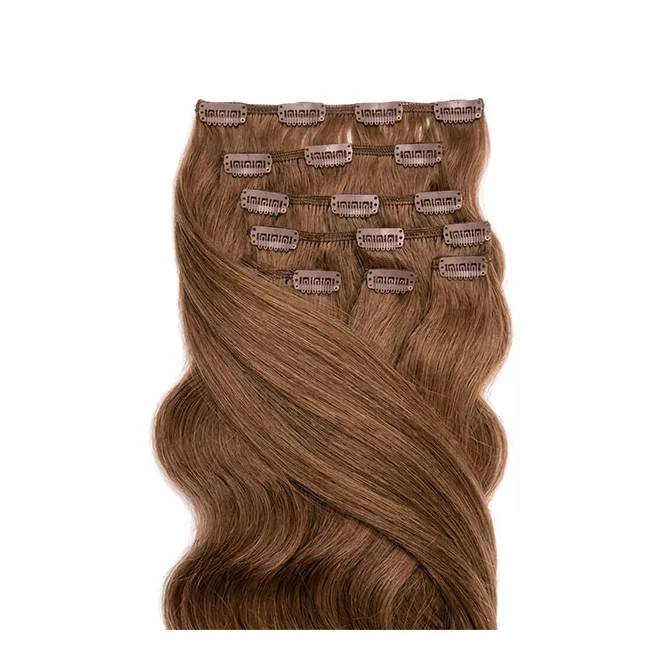 Csatos Hullámos Emberi Póthaj Classic Világosbarna Színben 50cm Body Wave (Szín #8)