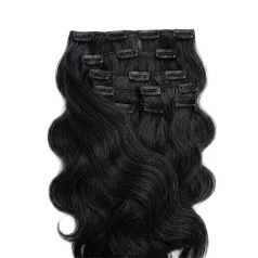   Csatos Hullámos Emberi Póthaj Classic Fekete Színben 60cm Body Wave (Szín #1)