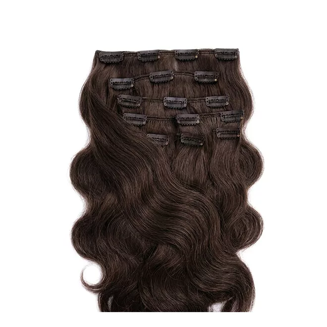 Csatos Hullámos Emberi Póthaj Classic Sötétbarna Színben 60cm Body Wave (Szín #4)