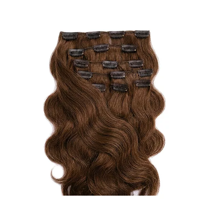 Csatos Hullámos Emberi Póthaj Classic Középbarna Színben 60cm Body Wave (Szín #6)