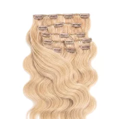   Csatos Hullámos Emberi Póthaj Classic Világos Platinaszőke Színben 60cm Body Wave (Szín #60)