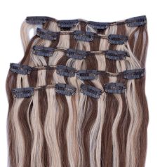   Csatos Emberi Póthaj Melírozott Színben 40cm (Szín #6/60)