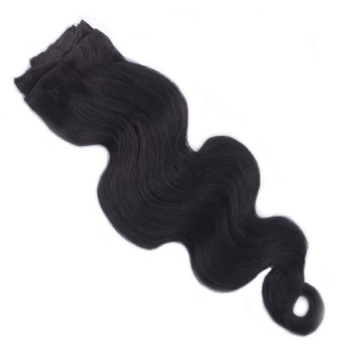 Csatos Hullámos Emberi Póthaj Fekete Színben 40cm Body Wave (Szín #1)