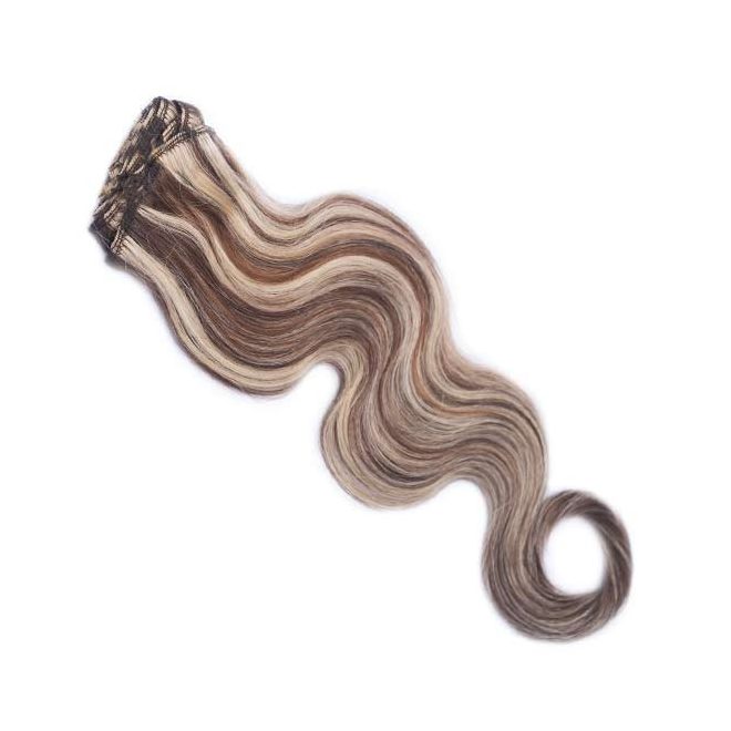 Csatos Hullámos Emberi Póthaj Melírozott Színben 40cm Body Wave (Szín #6/60)