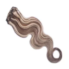   Csatos Hullámos Emberi Póthaj Standard Melírozott Színben 50cm Body Wave (Szín #6/60)