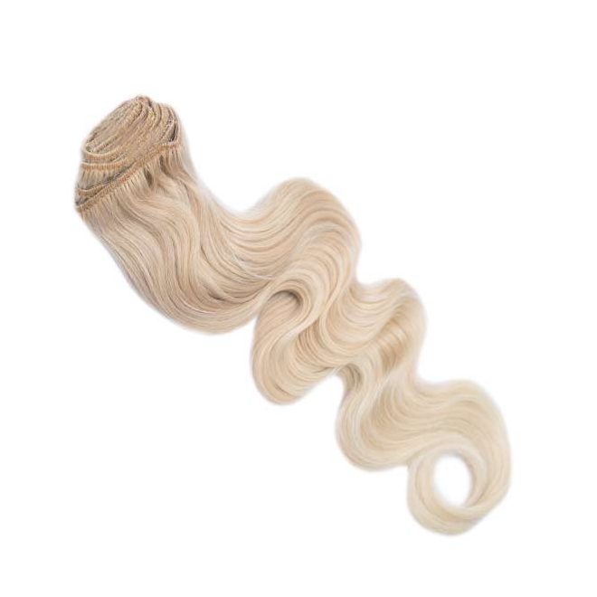 Csatos Hullámos Emberi Póthaj Világos Platinaszőke Színben 60cm Body Wave (Szín #60)