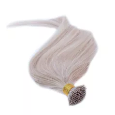   Keratinos I-TIP Emberi Póthaj Standard Mikró Gyűrűzéshez Világos Platinaszőke 50cm (Szín #60)