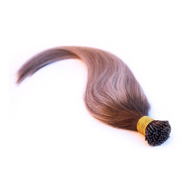 Keratinos I-TIP Emberi Póthaj Mikró Gyűrűzéshez Balayage Aranyszőke - Barna 60cm (4T8/18C)