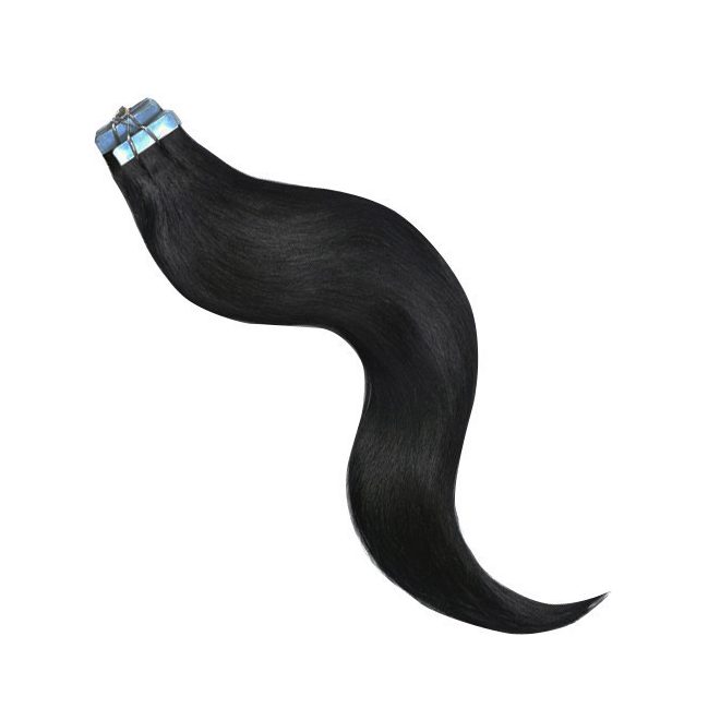 TAPE IN Ragasztócsíkos Póthaj Koromfekete Színben 50cm (Szín #1)