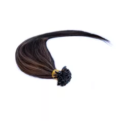   Keratinos U-TIP Emberi Póthaj Mikró Gyűrűzéshez Piano Balayage Barna Árnyalat 50cm (4/8 Pian)