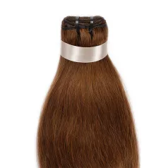   Tresszelt Emberi Póthaj Classic Középbarna Színben 60cm (Weft Haj #6)