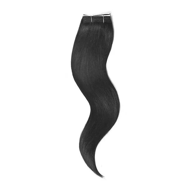 Tresszelt Emberi Póthaj Standard Koromfekete Színben 50cm (Weft Haj #1) - tresszelt weft emberi póthaj hajhosszabbításhoz