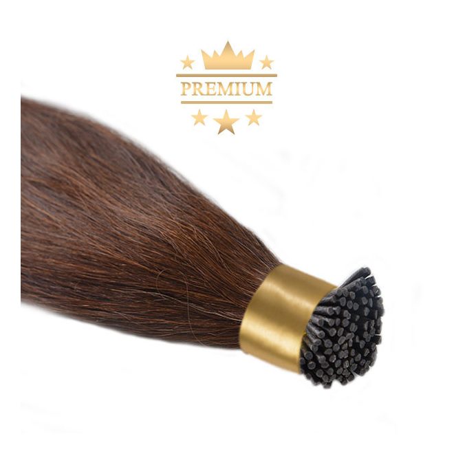 Prémium I-TIP Póthaj Középbarna Mikrogyűrűs Hajhosszabbításhoz 50cm (Szín #6)