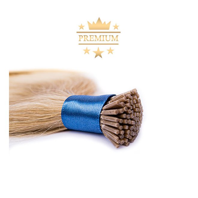Prémium I-TIP Póthaj Ombre Aranyszőke-Világos Platinaszőke Mikrogyűrűs Hajhosszabbításhoz 60cm (Szín #18/60)
