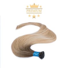   Prémium I-TIP Póthaj Ombre Sötétbarna-Világosszőke Mikrogyűrűs Hajhosszabbításhoz 60cm (Szín #4/24)