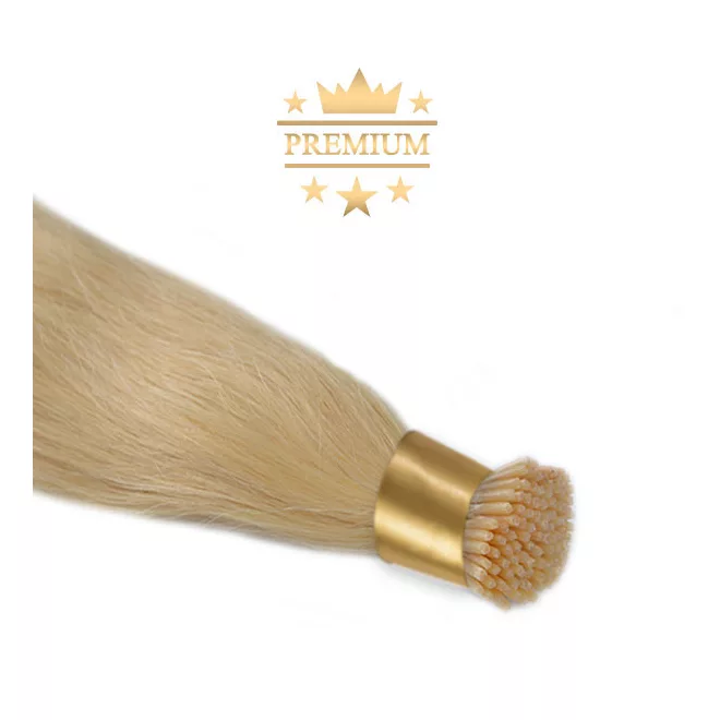 Prémium I-TIP Póthaj Platinaszőke Mikrogyűrűs Hajhosszabbításhoz 60cm (Szín #613)