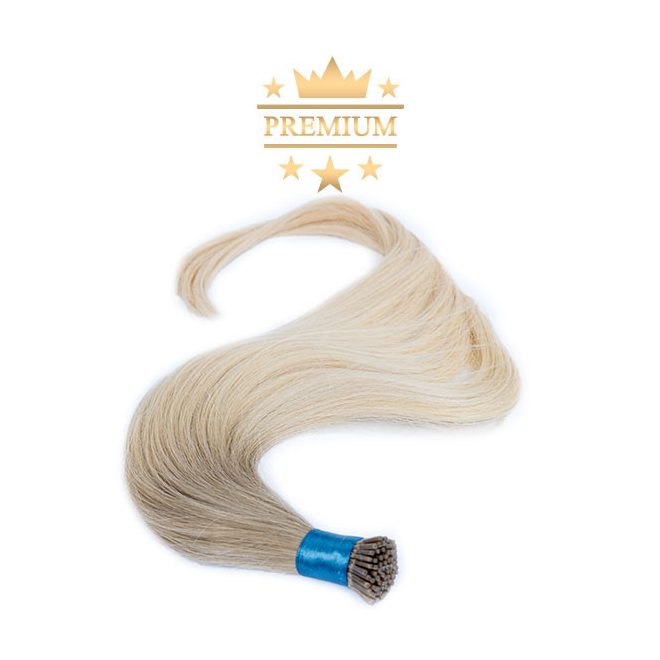 Prémium I-TIP Póthaj Ombre Aranyszőke-Világos Platinaszőke Mikrogyűrűs Hajhosszabbításhoz 70cm (Szín #18/60)
