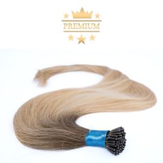   Prémium I-TIP Póthaj Ombre Sötétbarna-Világosszőke Mikrogyűrűs Hajhosszabbításhoz 70cm (Szín #4/24)