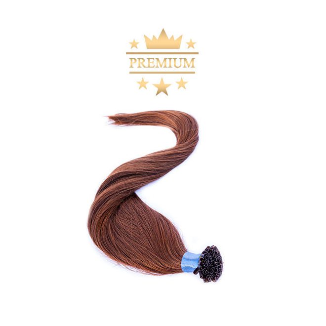 Prémium U-TIP Póthaj Középbarna Hőillesztéses Hajhosszabbításhoz 60cm (Szín #6)