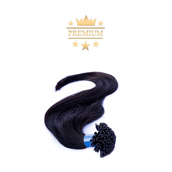 Prémium U-TIP Póthaj Natúrfekete Hőillesztéses Hajhosszabbításhoz 70cm (Szín #1b)