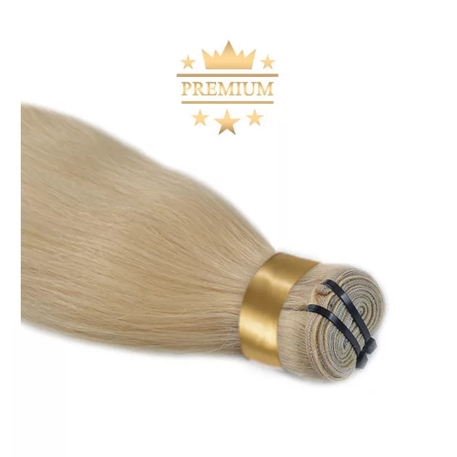 Prémium Tresszelt Póthaj Hajhosszabbításhoz Világosszőke 50cm (Szín #24) - tresszelt weft emberi póthaj hajhosszabbításhoz